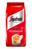 A red 500g package of Segafredo Zanetti Segafredo Intermezzo coffee with an intensity rating of 12. The robust coffee blend features a cup of coffee image at the bottom, promising an intense aroma to awaken your senses.
