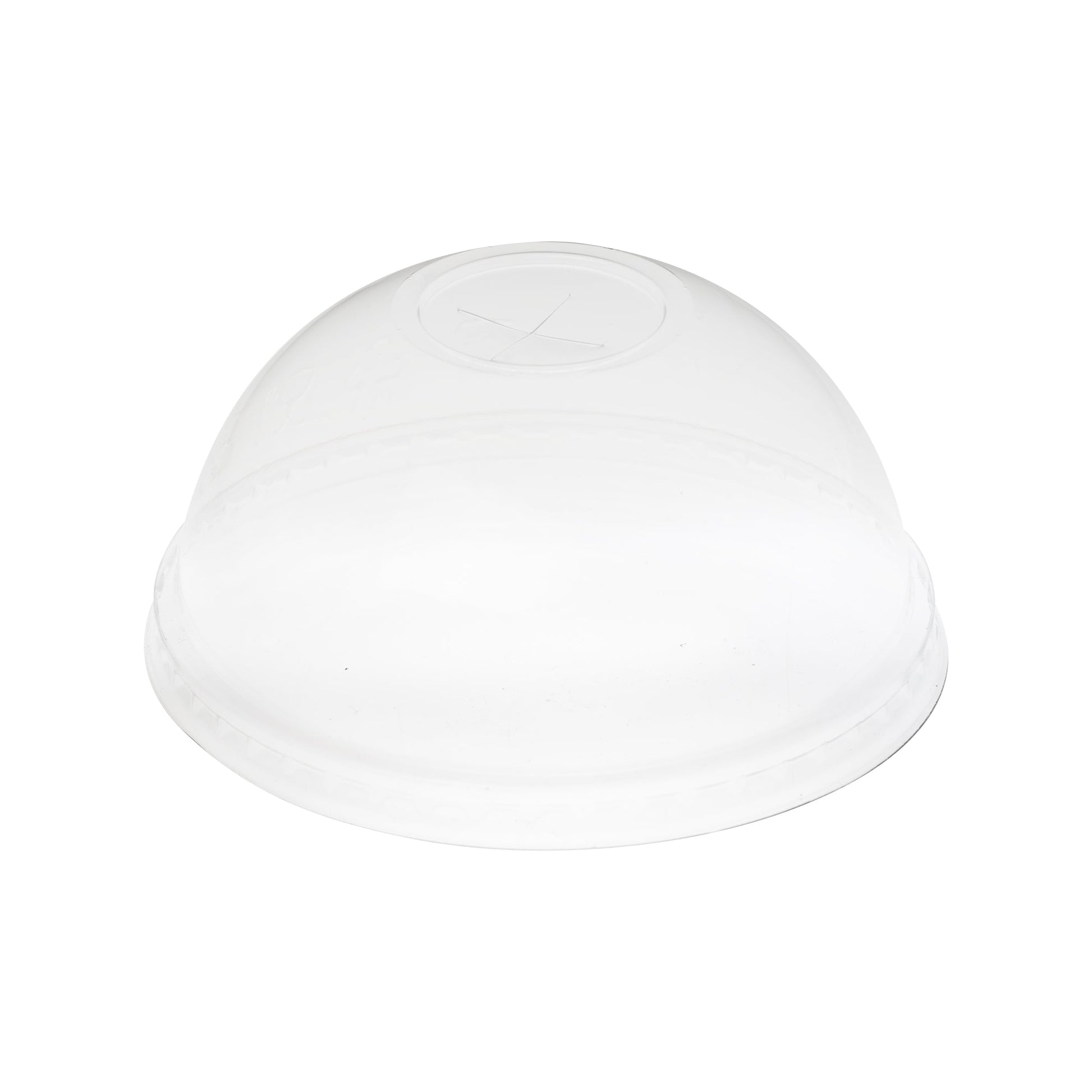Clear plastic dome-shaped lid with a central X-shaped slit, typically used for covering beverages or food items. The Segafredo Zanetti Beverage Lids offer the same convenience while reducing waste from straws.