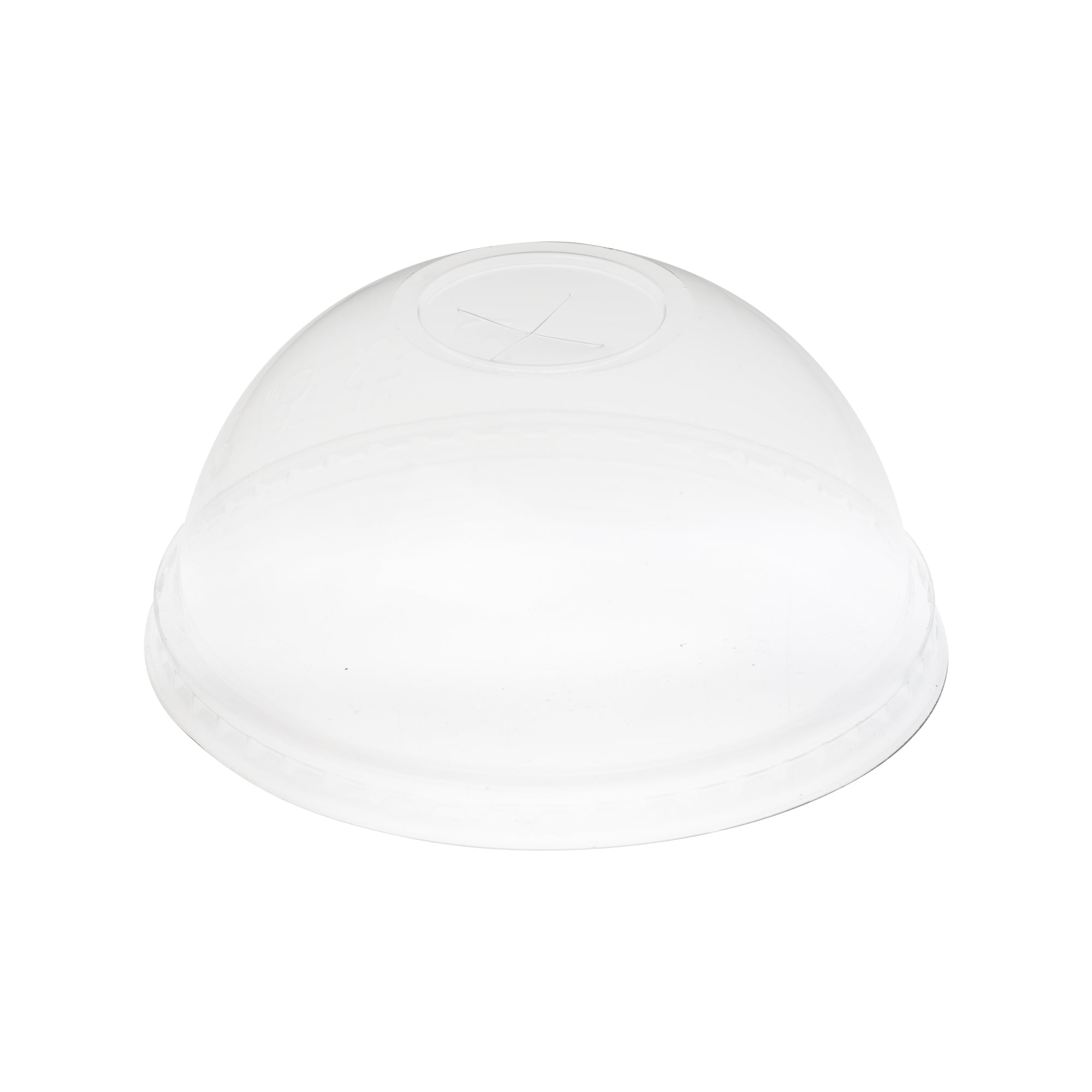 Clear plastic dome-shaped lid with a central X-shaped slit, typically used for covering beverages or food items. The Segafredo Zanetti Beverage Lids offer the same convenience while reducing waste from straws.